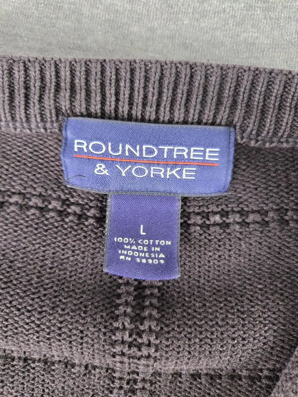 Roundtree & Yorke Cardigan Sweater Mens Large Brown Cotton V Neck Knit Grandpa